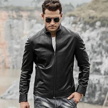 Man in leather jacket