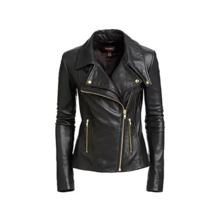 Women's Black Slim Fit Biker Style Real Leather Jacket
