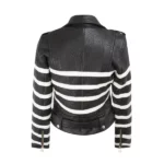 Women White Stripes Biker Jacket