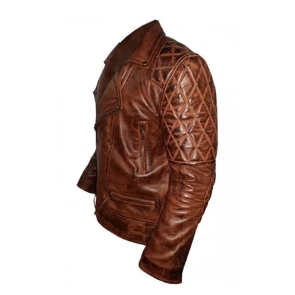 brown diamond biker jacket