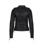 Womens black Lambskin leather slim fit biker jacket