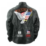 Motorcycle Leather Jacket Live to Ride Eagle USA Biker Diamond Plate