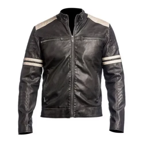 Slim Fit Biker Leather Jacket Black