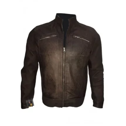 Vintage Biker Choco Buff Skin Motorcycle Cafe Racer Leather Jacket