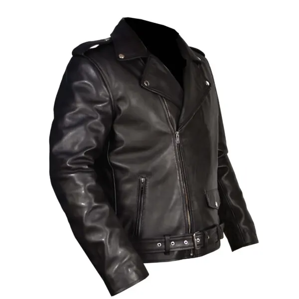 Mens Brando Black Leather Biker Rider Cole Sprouse Faux Leather Jacket