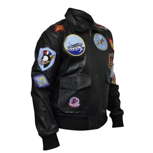 Top gun black leather jacket