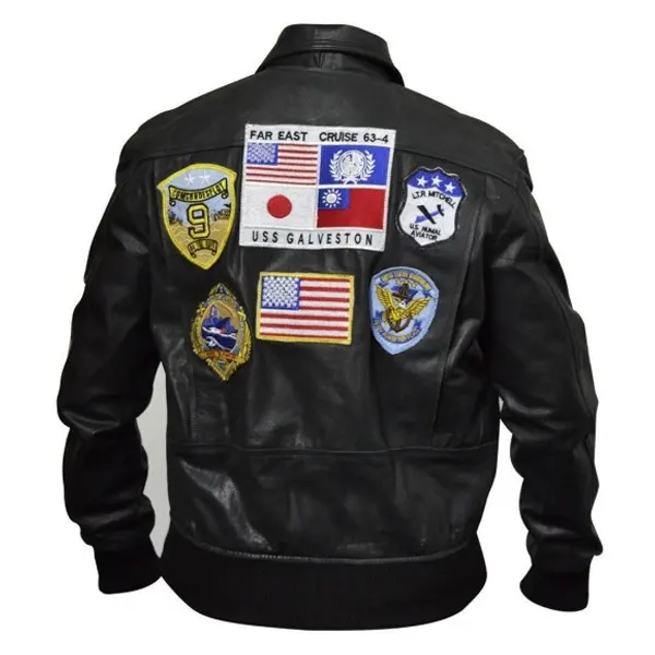 Top gun black leather jacket