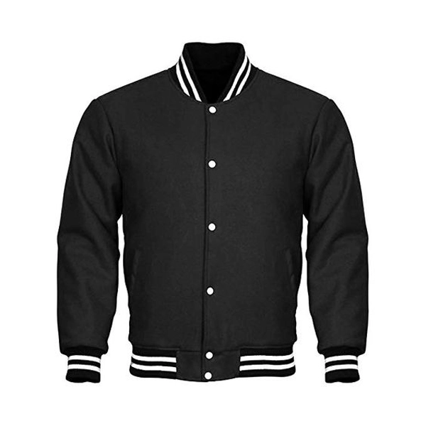 Full Wool Black Varsity Jacket - Jacketstown