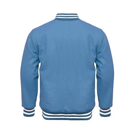 Full wool sky blue letterman jacket