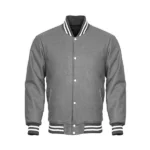Varsity Jacket Full Wool Gray with White Strips