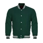 Varsity Jacket Full Wool Green With White Strips