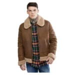 Aviator Brown Leather Jacket With Faux Shearling