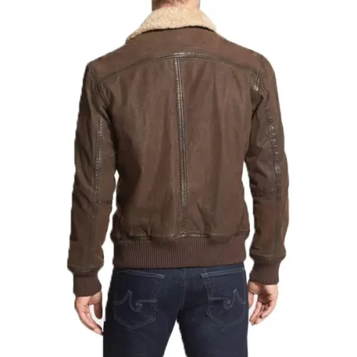 brown bomber jacket