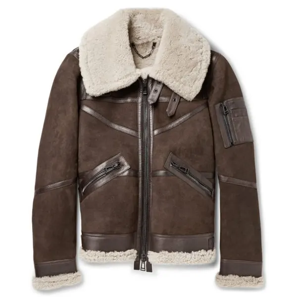 brown faux fur bomber jacket