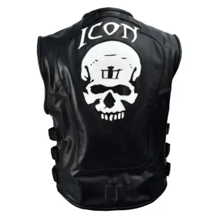 skull regulator icon biker black leather vest