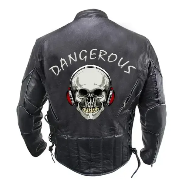 Black Dangerous Biker Leather Jacket