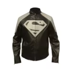 Superman Gray and Black Leather Jacket