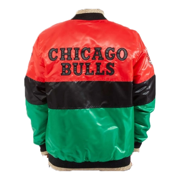 Chicago Bulls Color Block Satin Jacket - Jacketstown