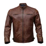 Distressed Brown Mens Lambskin Leather Jacket