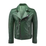 Mens Cafe Racer Green Leather Jacket