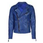 Mens Stylish Blue Leather Jacket
