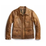 Mens Vintage Distressed Brown Leather Jacket