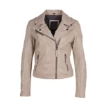 Womens Star Beige Leather Jacket