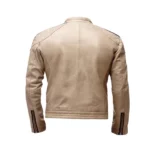 Beige color mens leather jacket
