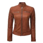 Cafe Racer Women Brown Leather Jacket
