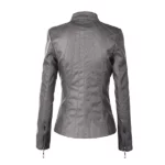 grey lambskin womens leather jacket