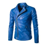 Mens Lambskin Blue Leather Jacket