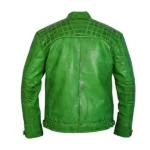 Mens retro style green leather jacket