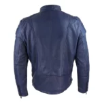 mens zippered blue leather jacket