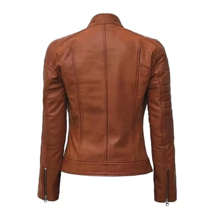 women brown racer style jacket