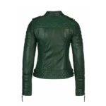 womens biker green lambskin leather jacket