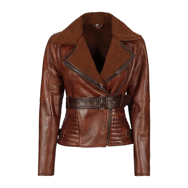 Womens Fur Brown Lambskin Jacket