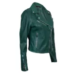 womens green classic leather jacket