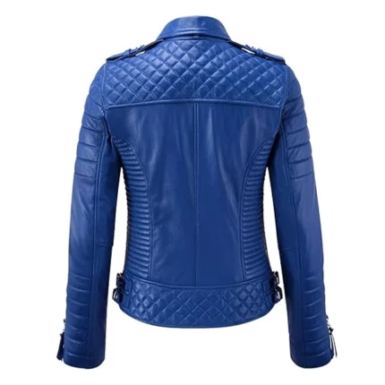 Womens Lambskin blue leather jacket