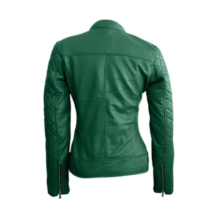 Womens lambskin leather jacket green