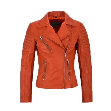 Mila Kunis Orange Leather Jacket