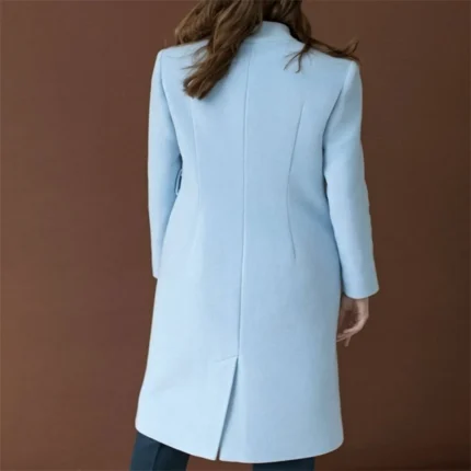 Autumn light blue double breasted wool coat