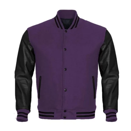 Black And Purple Letterman Jacket