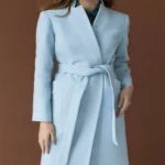 double breasted wool coat autumn blue