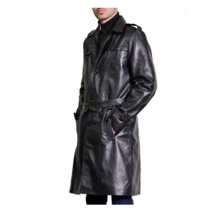 Elon musk black leather coat
