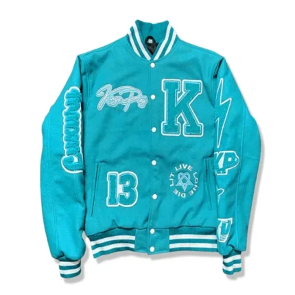 Kingsplay University Aqua Blue Varsity Jacket