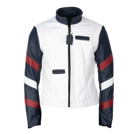 Bruce Lee Navy and White Leather Jacket