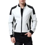 Men's Black and White Biker Jacket