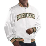 Miami Hurricanes White Bomber Jacket