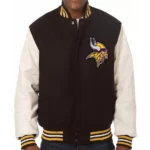 Minnesota Vikings White and Black Varsity Jacket