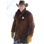 Robert Taylor Sheriff Longmire Suede Brown Leather Coat